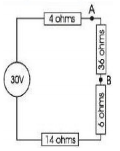 Diagram for question: For the diagram shown find the voltage at point B.