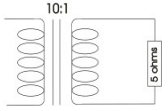 Diagram for question: What is the reflected impedance in the primary of the transformer circuit shown?