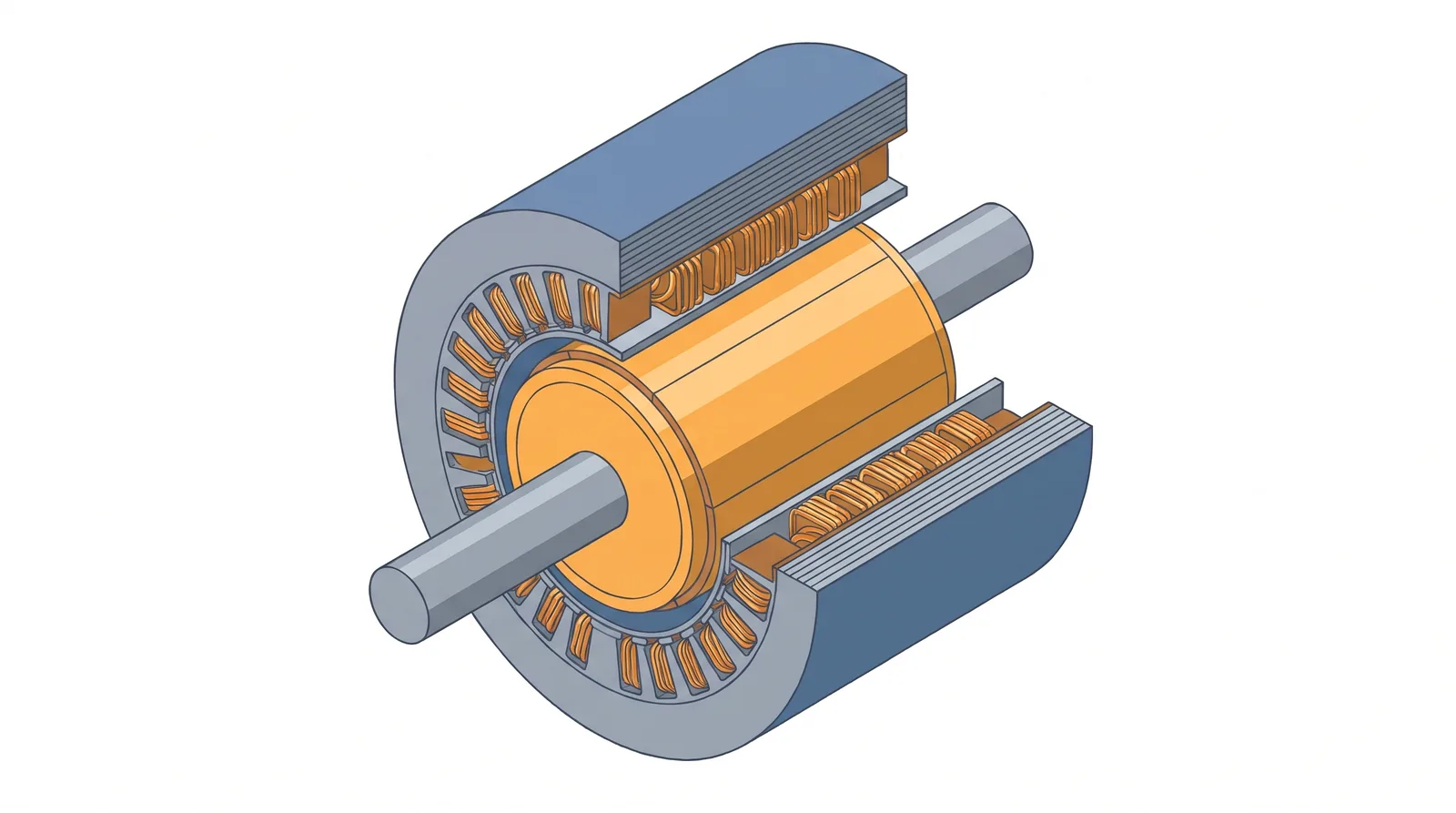 Permanent magnet motor cut open: rotor size and how hard magnets and current are worked set the torque