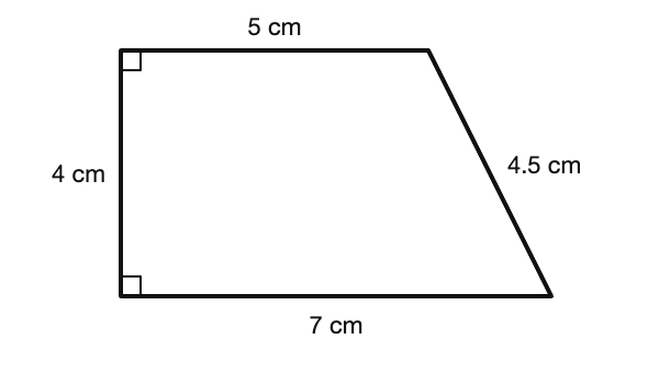Diagram for question: What is the area of the trapezium shown?