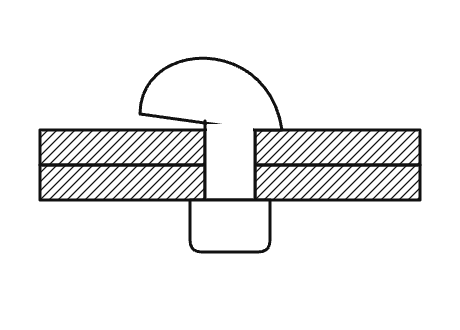 Diagram for question: The riveting defect in the figure shown is